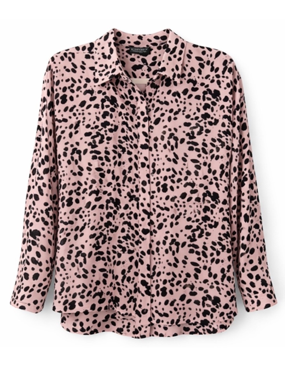 Topshop Pink Leopard Print Button Down Blouse 2